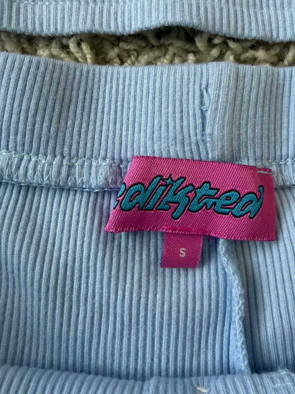Edikted Sleep Set Light Blue Ribbed Size S - Picture 3 of 6